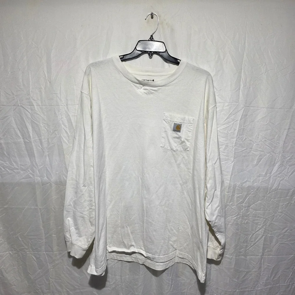 Carhartt Mens 3XL White Loose Fit Long Sleeve Pocket T-Shirt K126 WHT Workwear